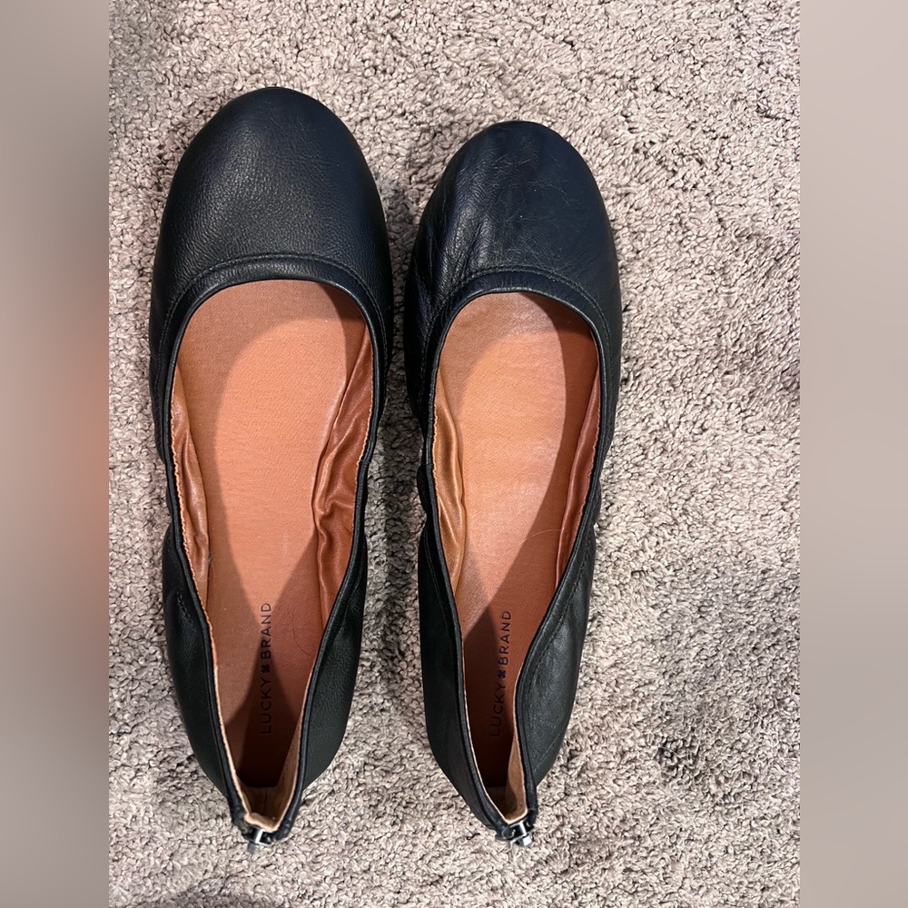 Lucky brands, size 11 Erica black ballet flats worn one time
